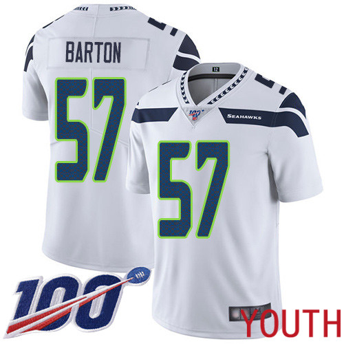 Seattle Seahawks Limited White Youth Cody Barton Road Jersey NFL Football #57 100th Season Vapor Untouchable